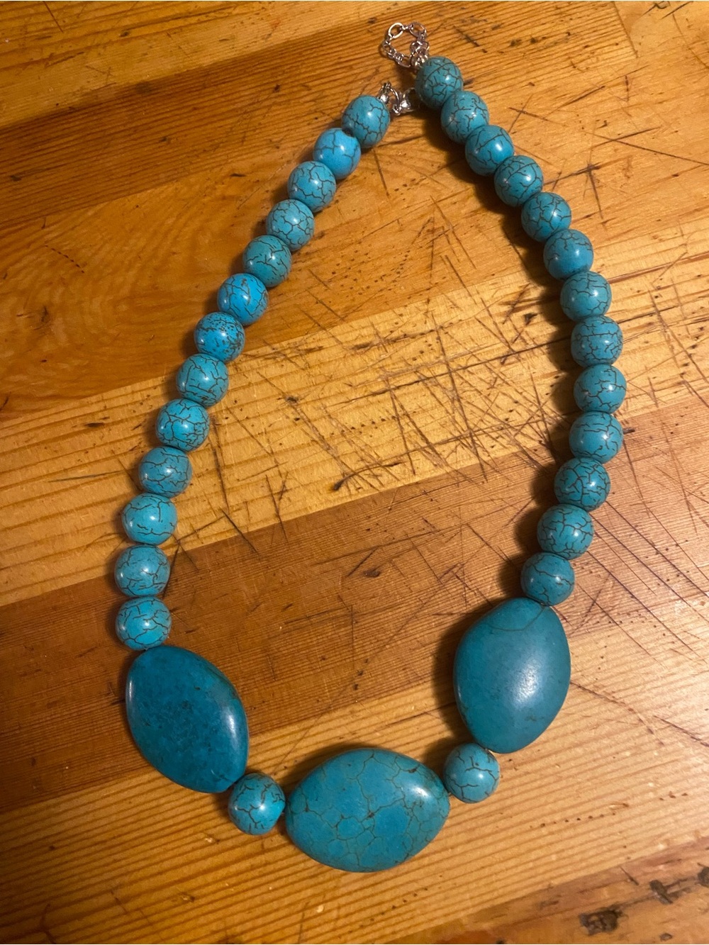 Turquoise Beaded Statement Necklace - Unbranded handmade